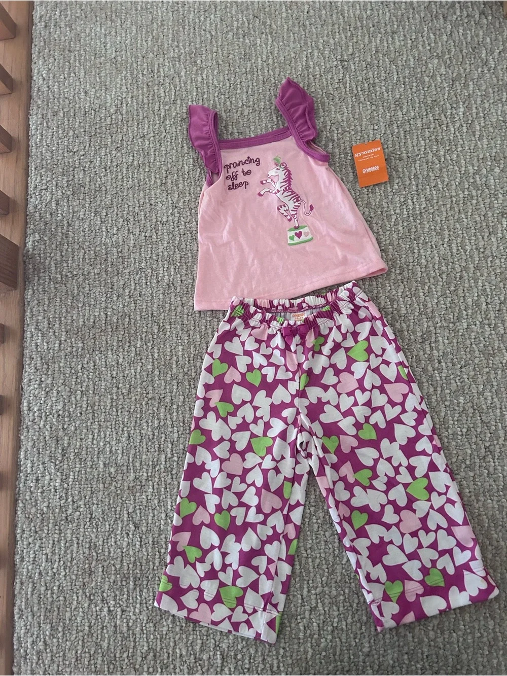 NWT Girls' Gymboree Pajama Set - Ruffled Tank & Heart-Print Pants size 18-24mths
